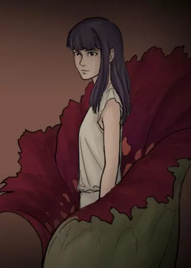 Постер Цветок с человеческим лицом